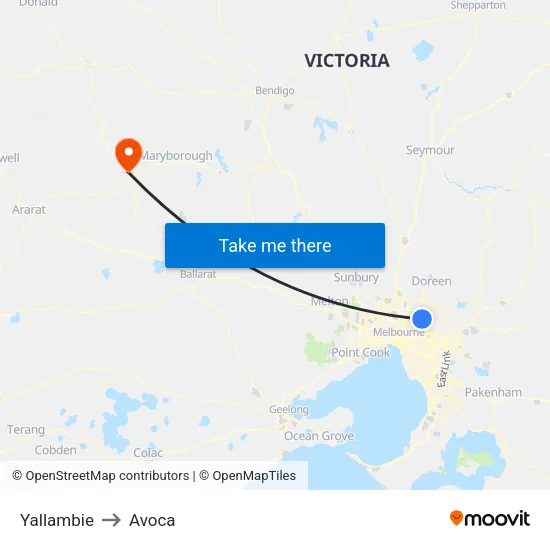 Yallambie to Avoca map