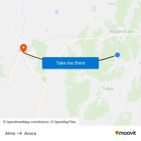 Alma to Avoca map