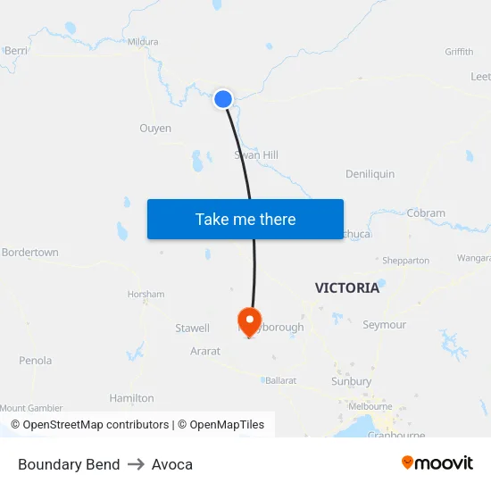 Boundary Bend to Avoca map