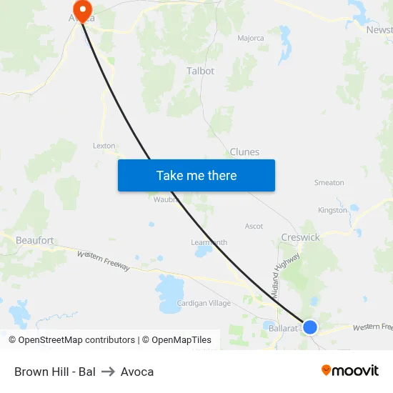Brown Hill - Bal to Avoca map