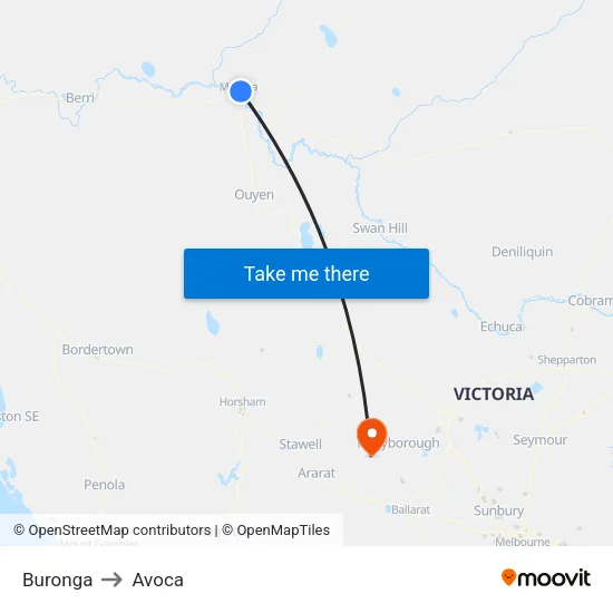 Buronga to Avoca map