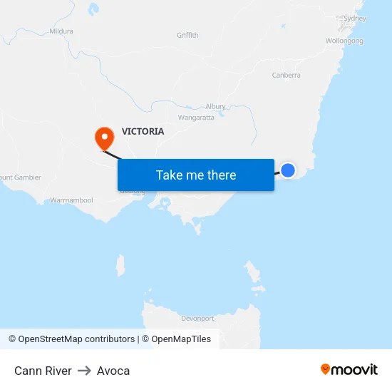 Cann River to Avoca map