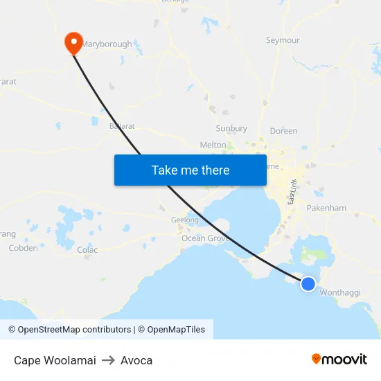 Cape Woolamai to Avoca map