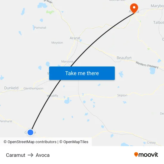 Caramut to Avoca map