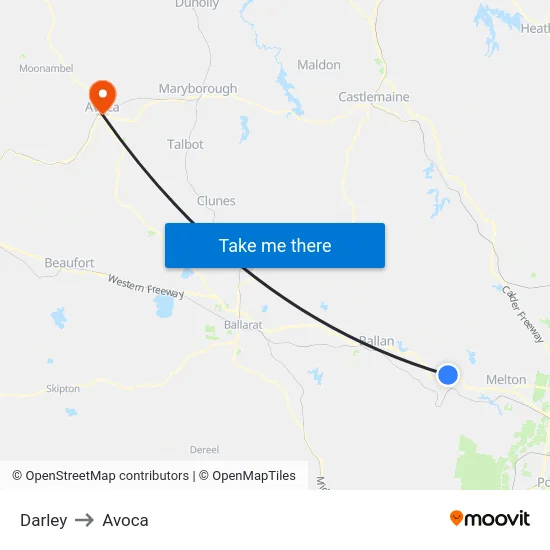 Darley to Avoca map