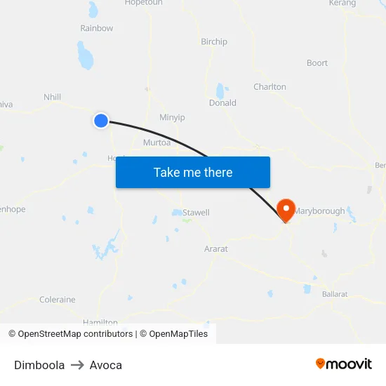 Dimboola to Avoca map
