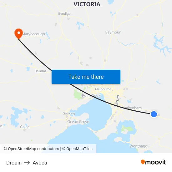 Drouin to Avoca map