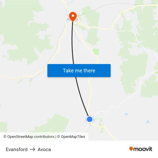 Evansford to Avoca map