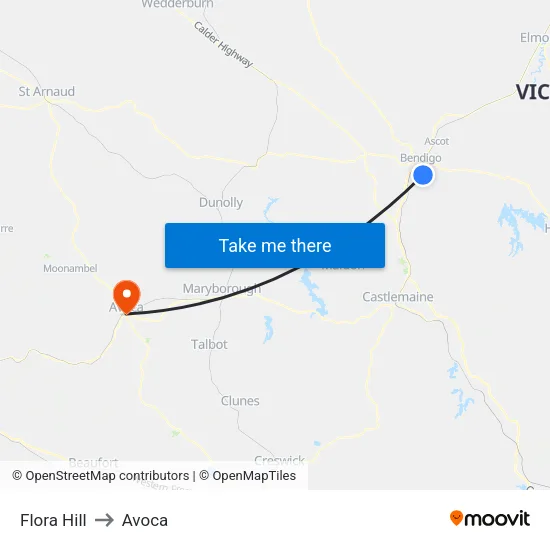 Flora Hill to Avoca map