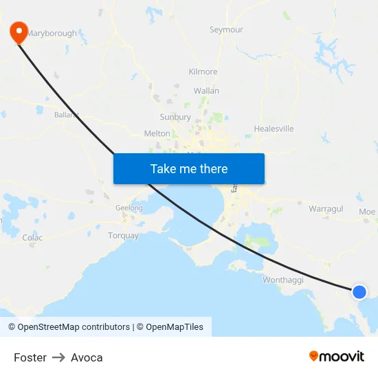 Foster to Avoca map