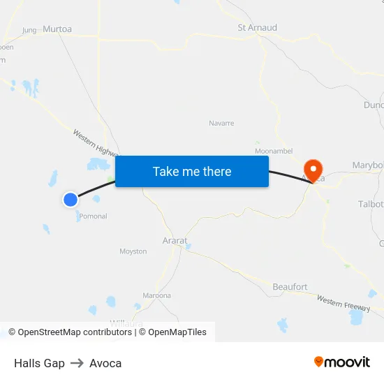 Halls Gap to Avoca map