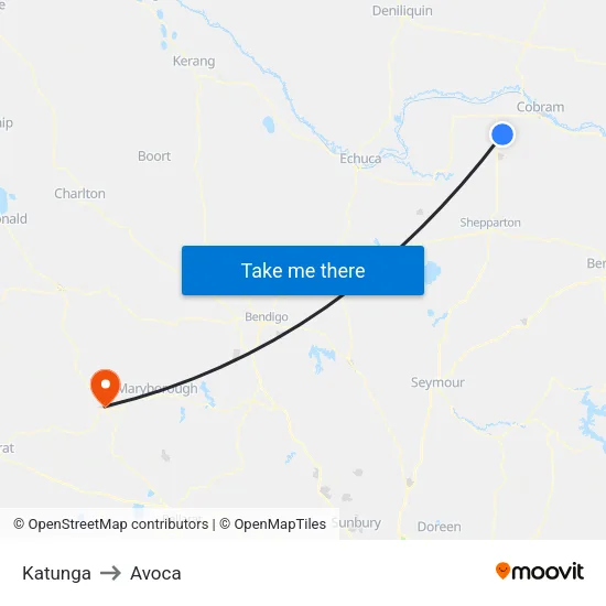 Katunga to Avoca map