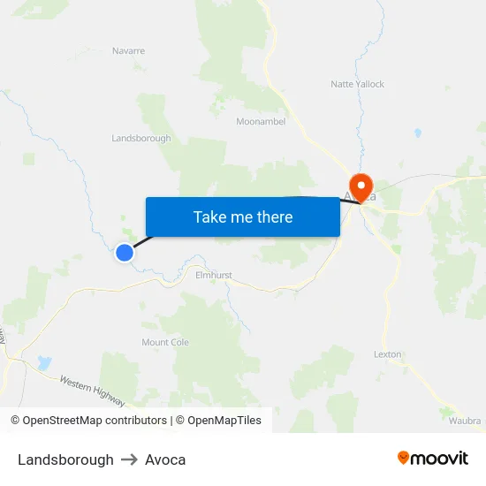 Landsborough to Avoca map
