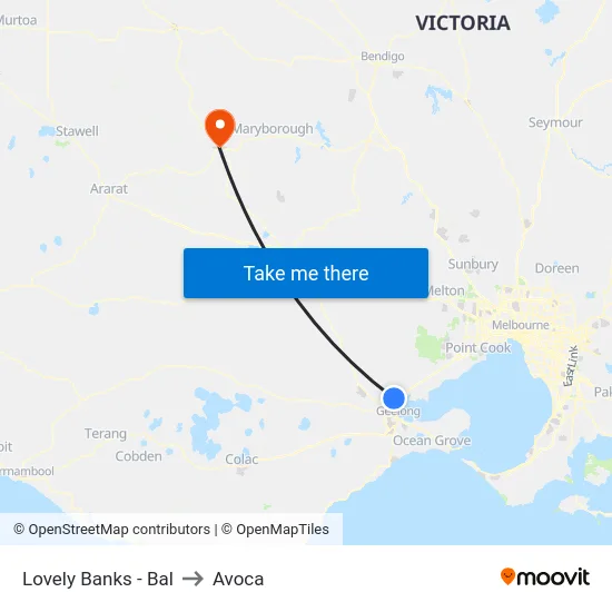 Lovely Banks - Bal to Avoca map