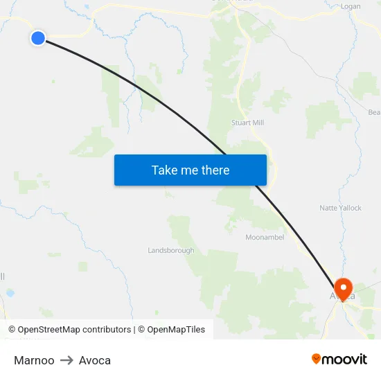 Marnoo to Avoca map