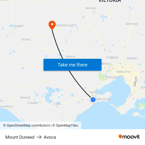 Mount Duneed to Avoca map