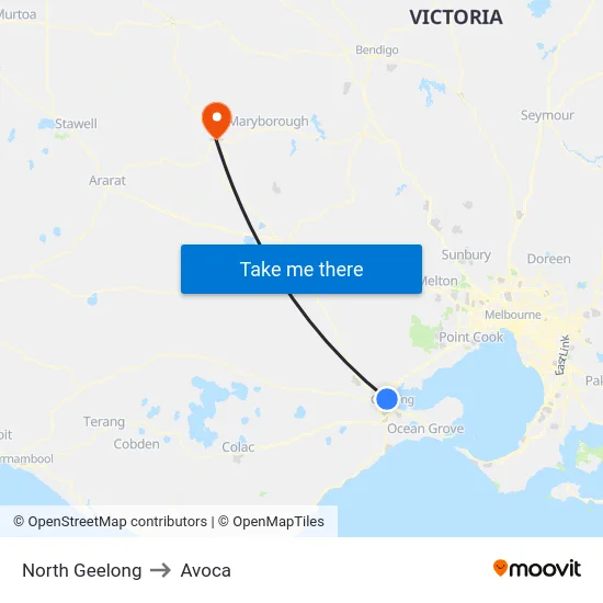 North Geelong to Avoca map
