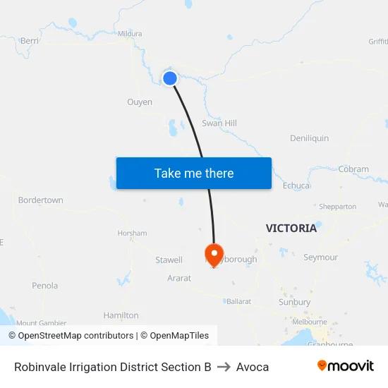 Robinvale Irrigation District Section B to Avoca map