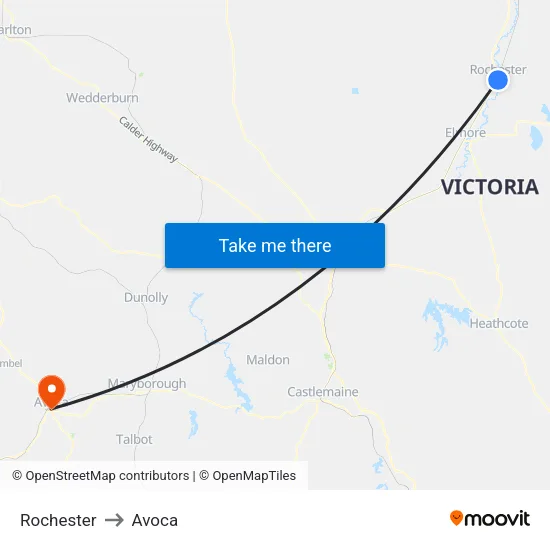 Rochester to Avoca map