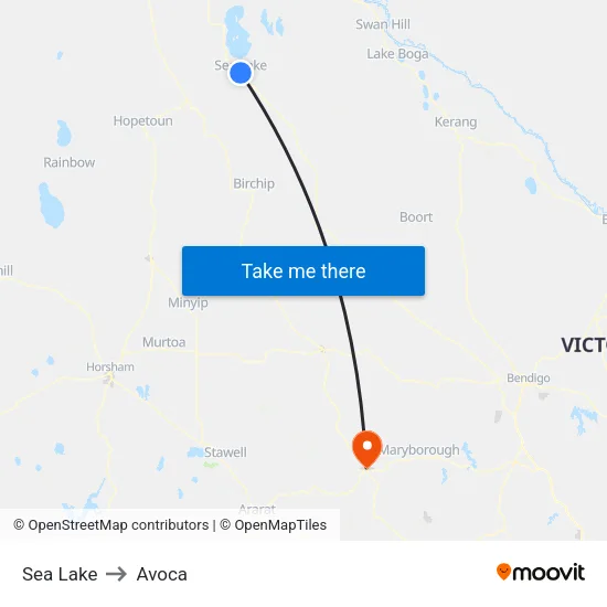 Sea Lake to Avoca map