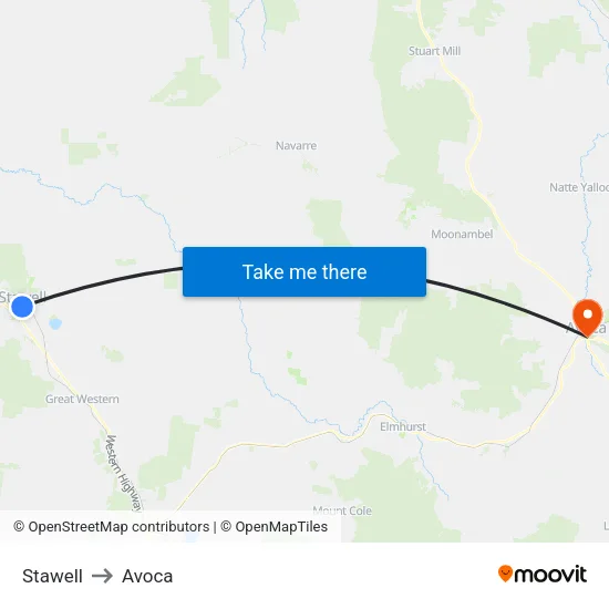 Stawell to Avoca map
