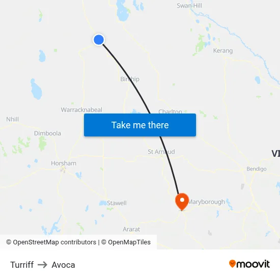Turriff to Avoca map