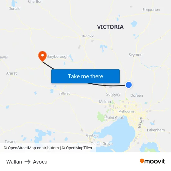 Wallan to Avoca map