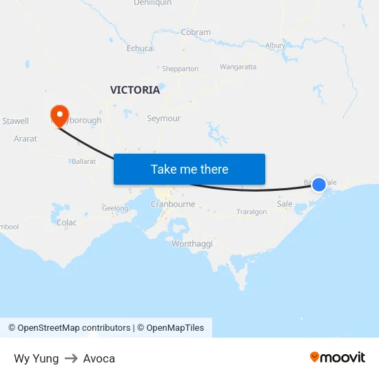 Wy Yung to Avoca map