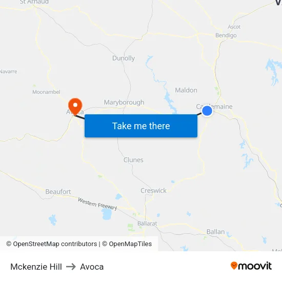 Mckenzie Hill to Avoca map