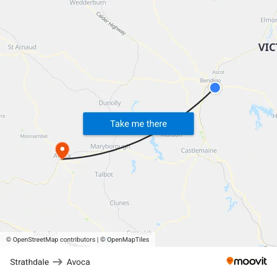 Strathdale to Avoca map