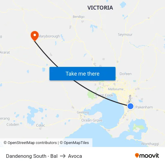 Dandenong South - Bal to Avoca map