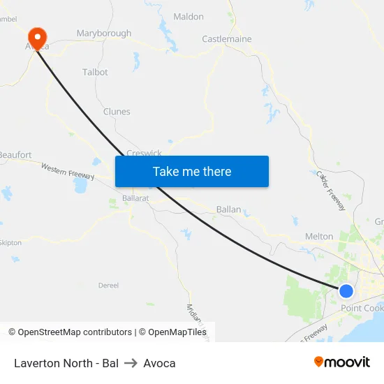 Laverton North - Bal to Avoca map