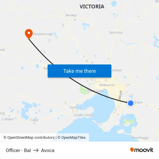 Officer - Bal to Avoca map