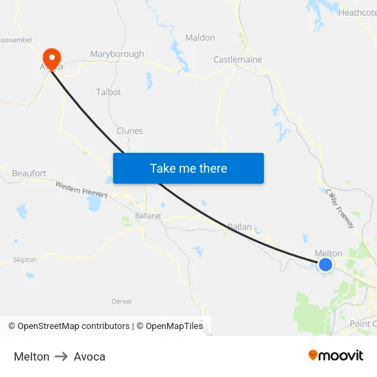 Melton to Avoca map