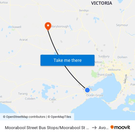 Moorabool Street Bus Stops/Moorabool St (Geelong) to Avoca map
