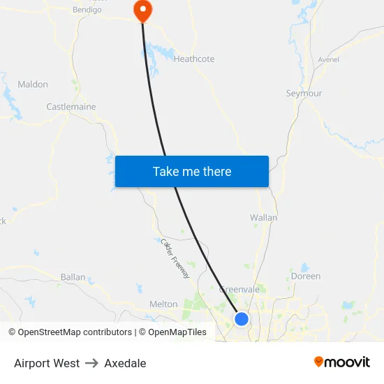 Airport West to Axedale map