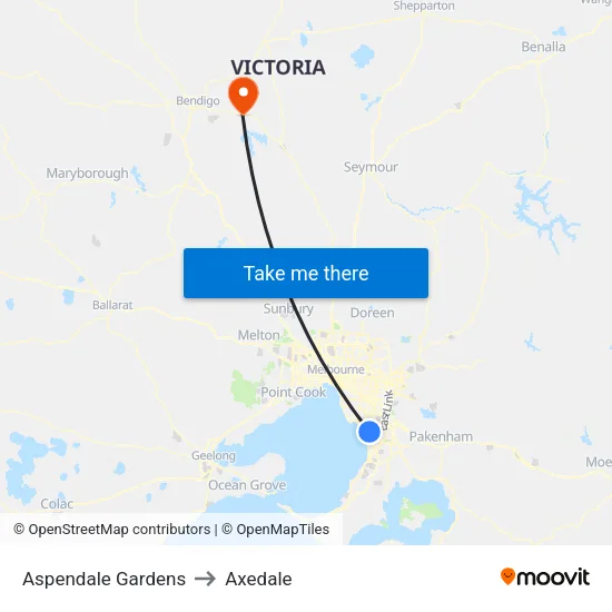 Aspendale Gardens to Axedale map
