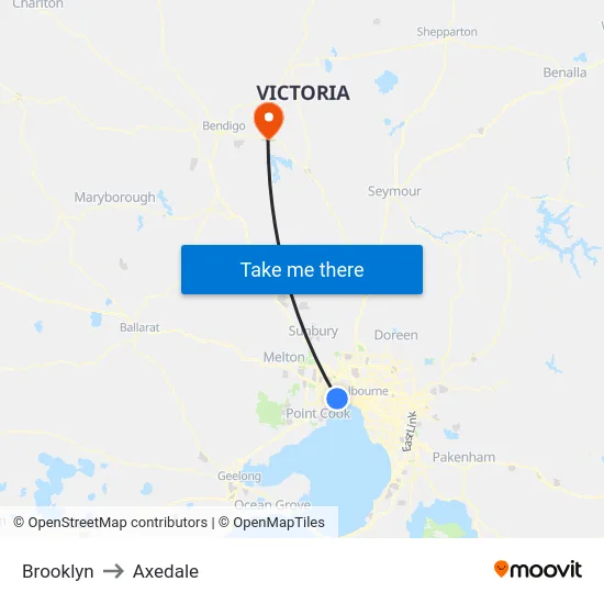 Brooklyn to Axedale map