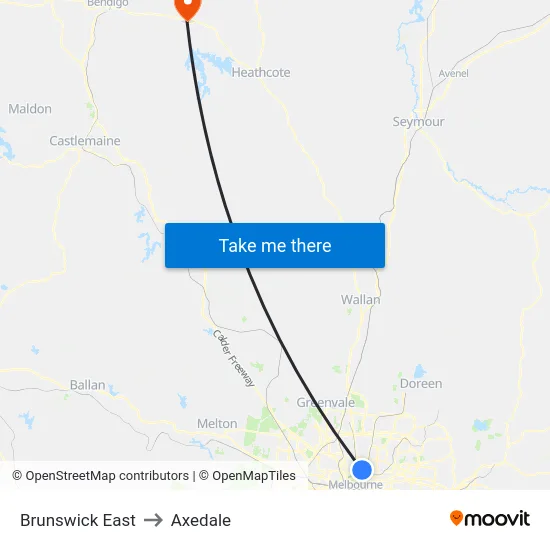 Brunswick East to Axedale map