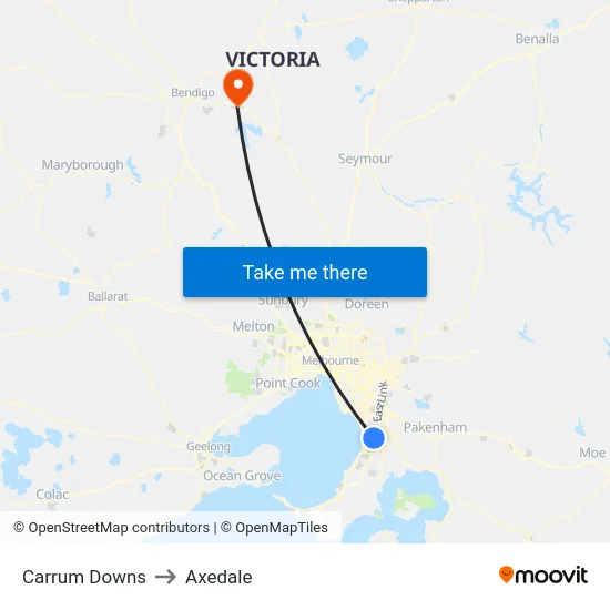 Carrum Downs to Axedale map
