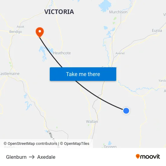 Glenburn to Axedale map