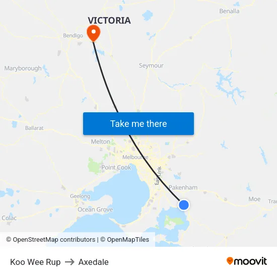 Koo Wee Rup to Axedale map