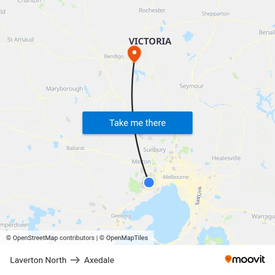 Laverton North to Axedale map