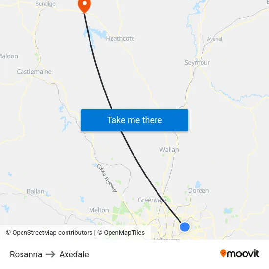 Rosanna to Axedale map