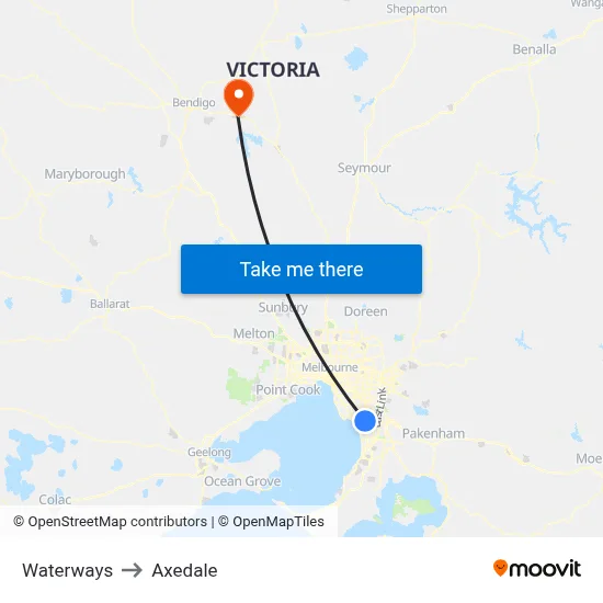 Waterways to Axedale map
