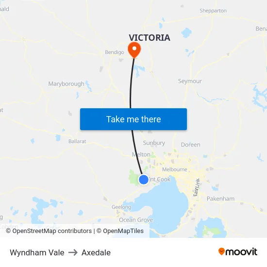 Wyndham Vale to Axedale map