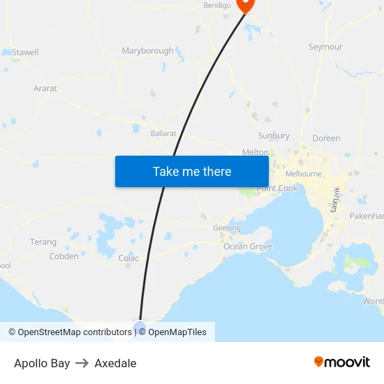 Apollo Bay to Axedale map