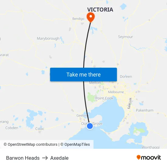 Barwon Heads to Axedale map