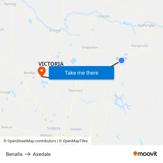 Benalla to Axedale map