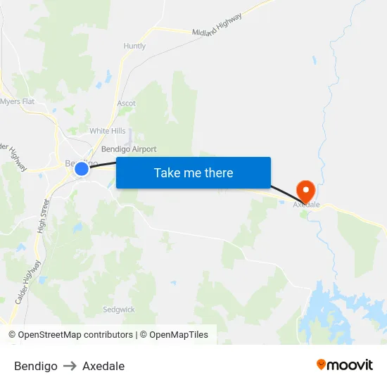 Bendigo to Axedale map